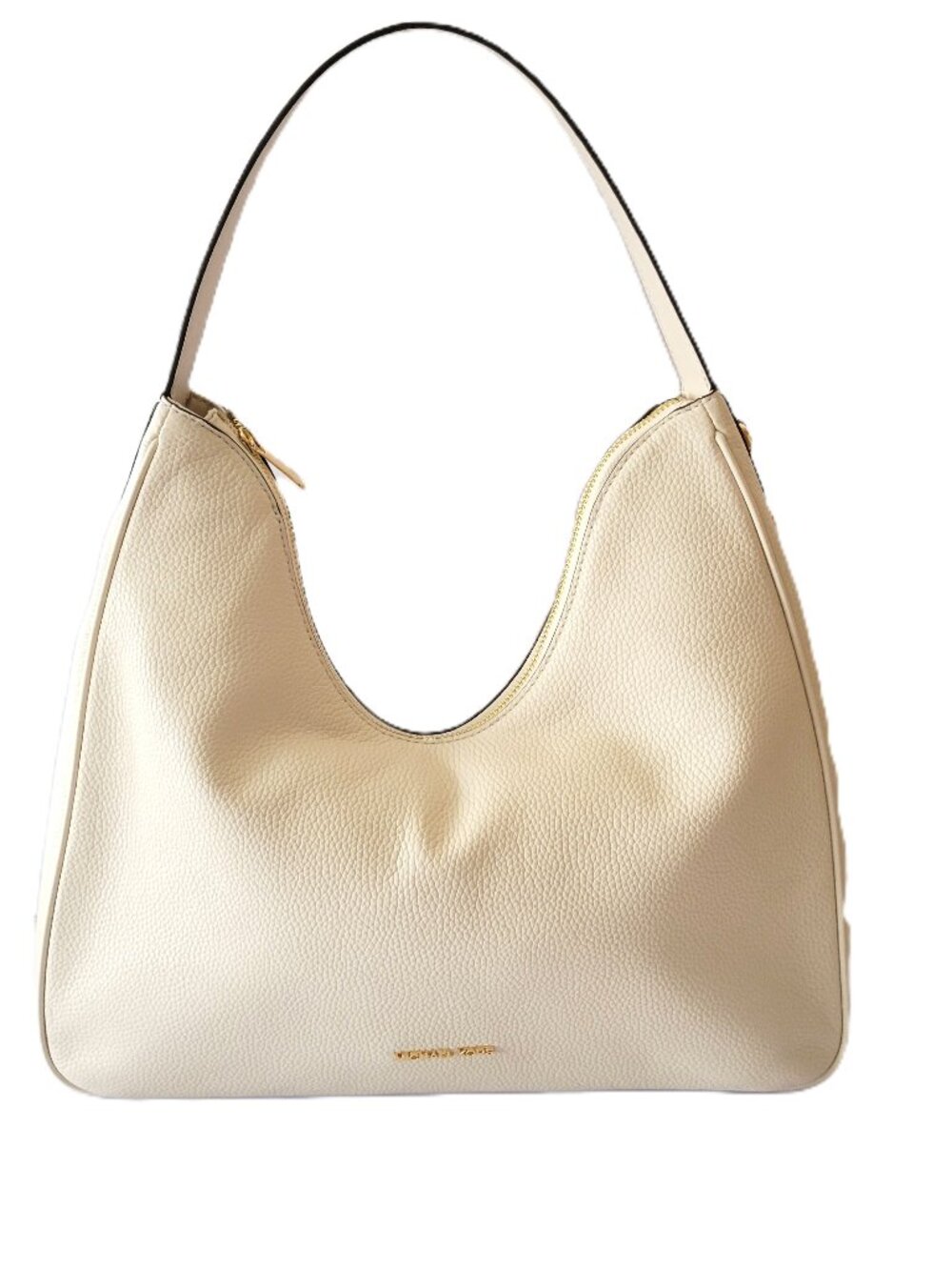 Michael Kors Nayla Medium Hobo Shoulder Bag Light Cream Pebbled Leather Handbag